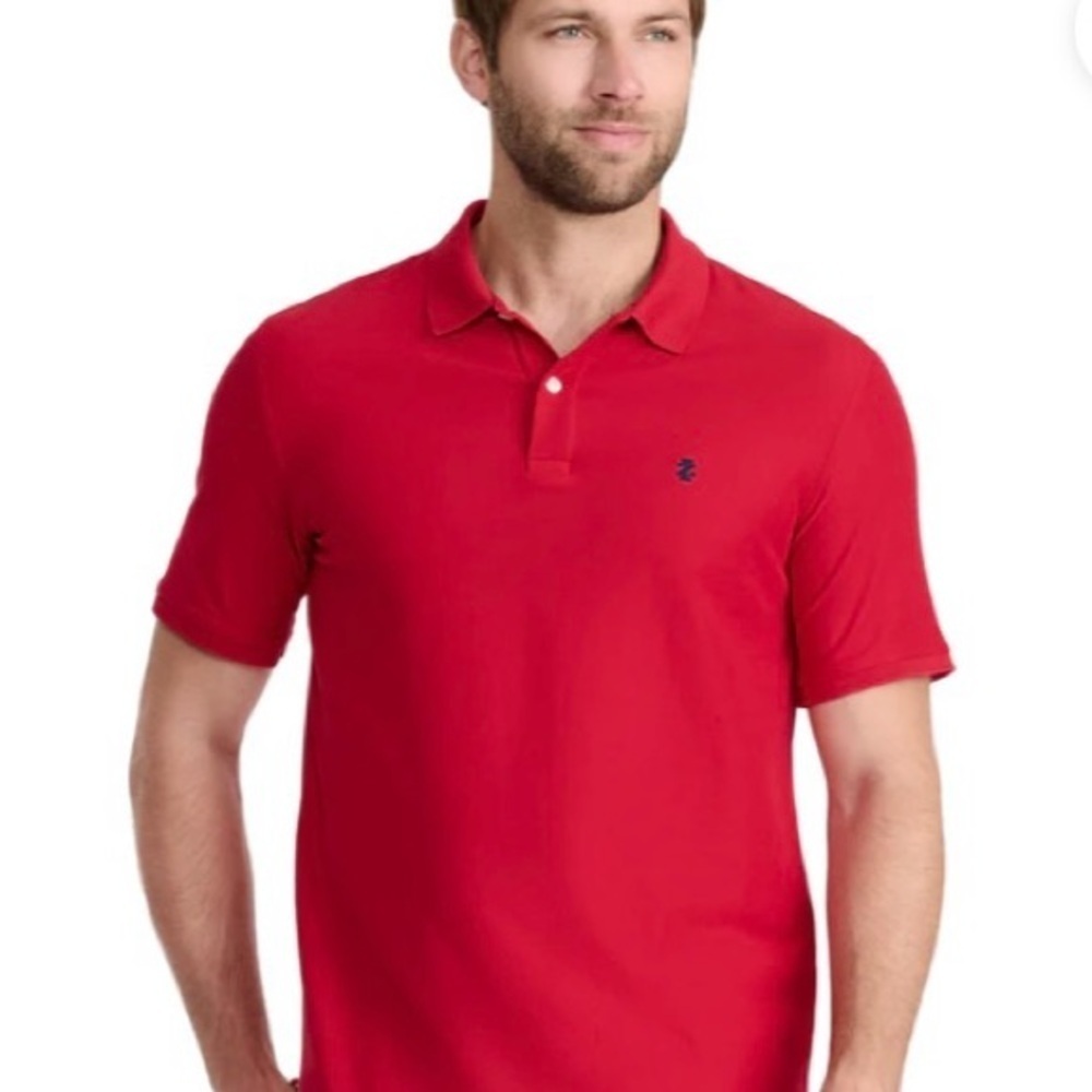Izod Red Polo Shirt Classic Design Short Sleeves